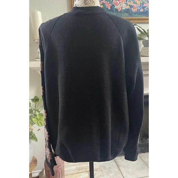 Tultex Sweats Appeals Vtg Black Pullover Rose Floral Size Large Made In USA - Picture 4 of 10